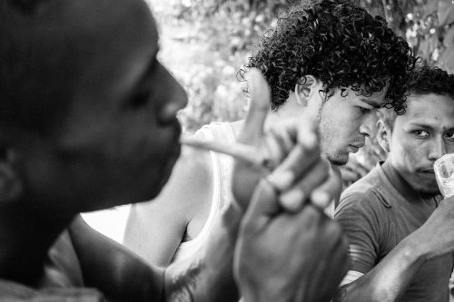 The social scene outside of the migrant shelter in Pakal-Na is often tense and characterized by an underlying suspicion of everyone.