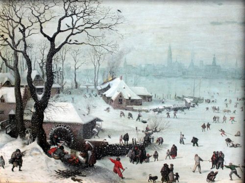 Lucas van Valckenborch painted a cold winter landscape set near Antwerp, Belgium, in 1575. Europe was then in the midst of the Little Ice Age.