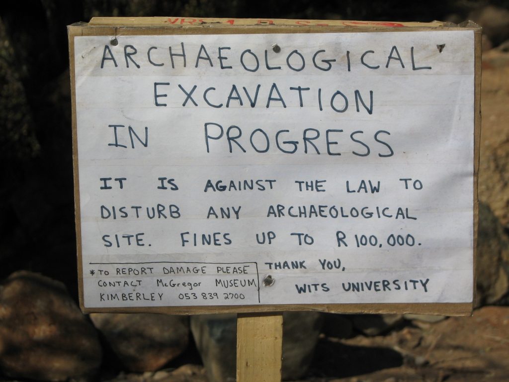 As far back as 2010, researchers placed signs at Canteen Kopje to advocate for the site’s protection.