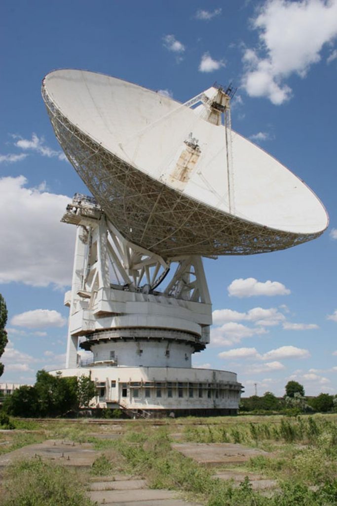 The radio telescope that transmitted “A Message From Earth” to the planet Gliese 581 c on October 9, 2008. The signal will arrive in 2029 after traveling 20 light-years.