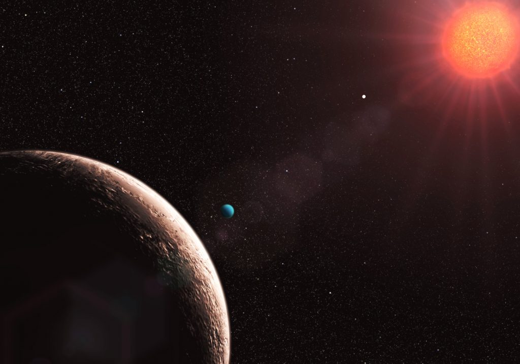 Artist’s visualization of the Gliese 581 planetary system, home of Gliese 581 c.