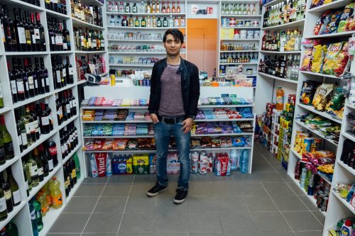 Bilal works at a night shop on Falconplein, a sprawling square in the north of Antwerp and a short walk from the city’s red-light district. He arrived in Belgium eight years ago from Afghanistan and now works long hours at his cousin’s shop, which is open 24/7. Bilal hopes to move to the U.K., study medicine, and become a doctor.