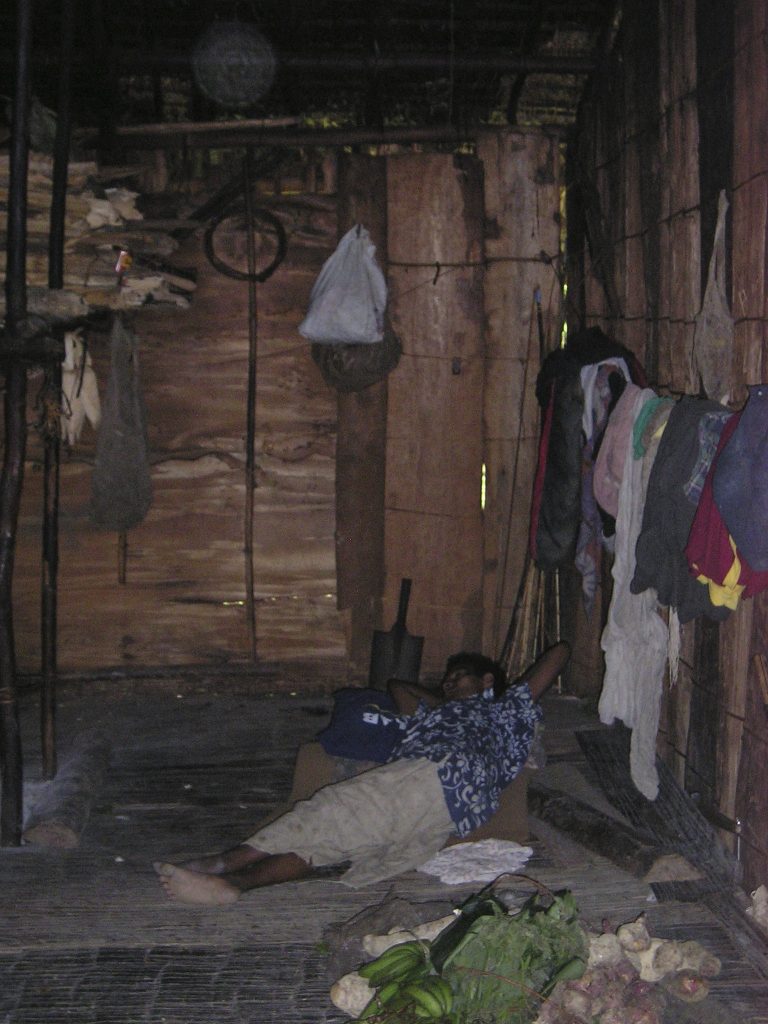 An Asabano woman naps inside a village house. Scientists now know that sleeping and dreaming are necessary for learning and making sense of the world.