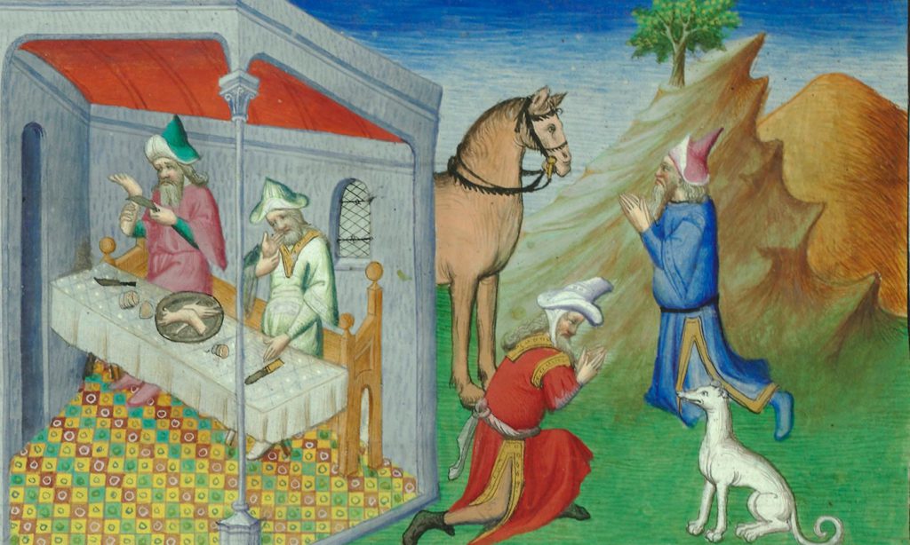 This 15th-century depiction of cannibalistic practices was inspired by Marco Polo’s writings about traveling through Asia.