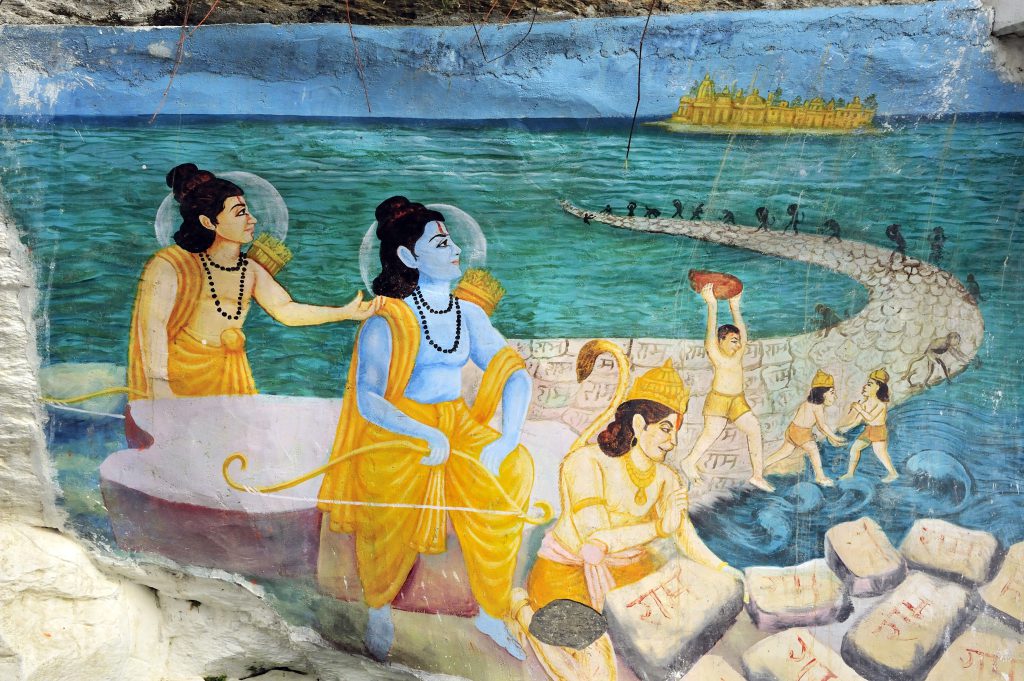 Ram’s Bridge - An army of monkey warriors helps construct a bridge from the Indian state of Tamil Nadu to Sri Lanka, as depicted in the Ramayana.