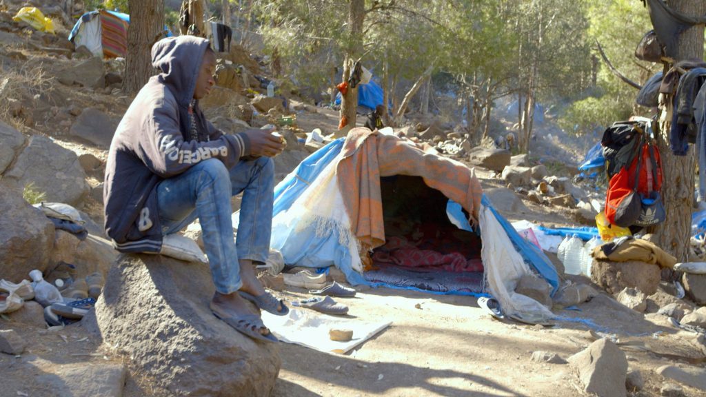 African asylum seekers - Sprawling, makeshift camps in the mountains of northern Morocco are home to large numbers of sub-Saharan Africans who await their chance to cross into Spain.