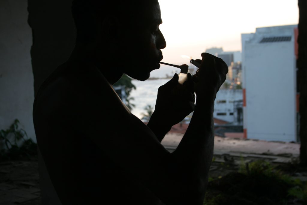 In response to their fear of falling asleep at night, many who live on the streets of Salvador, Brazil, smoke crack cocaine to stay awake.