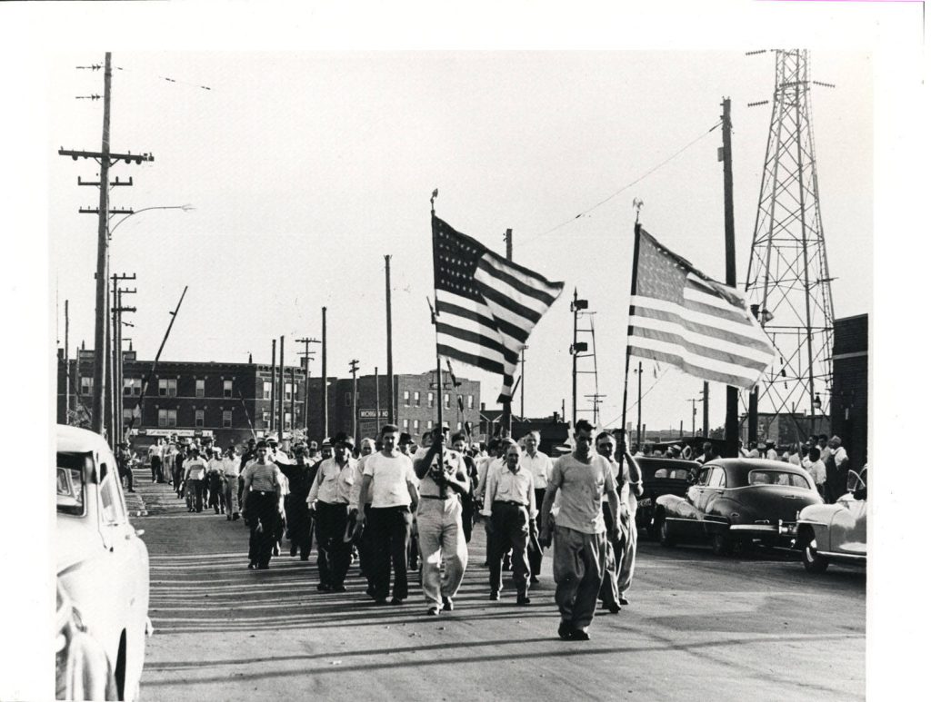 Walley’s Exit Zero Project, in collaboration with the Southeast Chicago Historical Society museum, plans to showcase significant moments from steelworkers’ history—such as this march on an unidentified street.