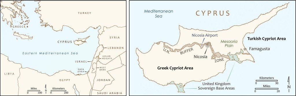 A map of Cyprus.