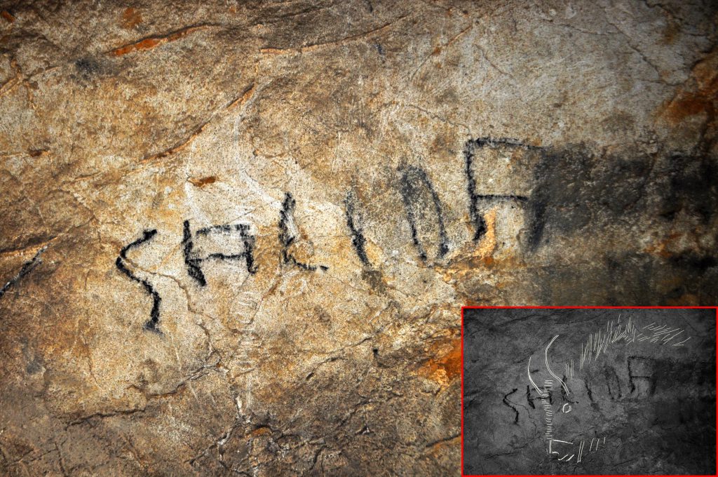 Atxurra cave art - Modern imaging tools helped researchers see a 14,000-year-old engraved bison in the Aitzbitarte V cave that was covered over by recent graffiti.