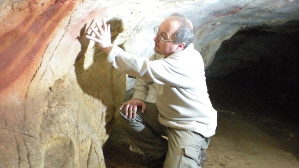 Paleolithic cave art animals - Painting from El Castillo cave (Cantabria, Spain). Early Upper Palaeolithic or older.