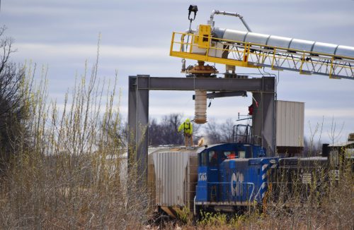 Sand and gravel quarries exist throughout Wisconsin, but large-scale industrial sand mining was uncommon until 2006. By July 2011, 41 frac sand operations were active or had been permitted, a figure that tripled by May 2016, when the Wisconsin Department of Natural Resources tallied 73 active mine sites, 19 additional active processing or loading facilities, and 32 permitted but inactive sites. This mine in Cooks Valley, Chippewa County, photographed in October 2013, was sold by Preferred Sands to Frontier Sand in late 2017.