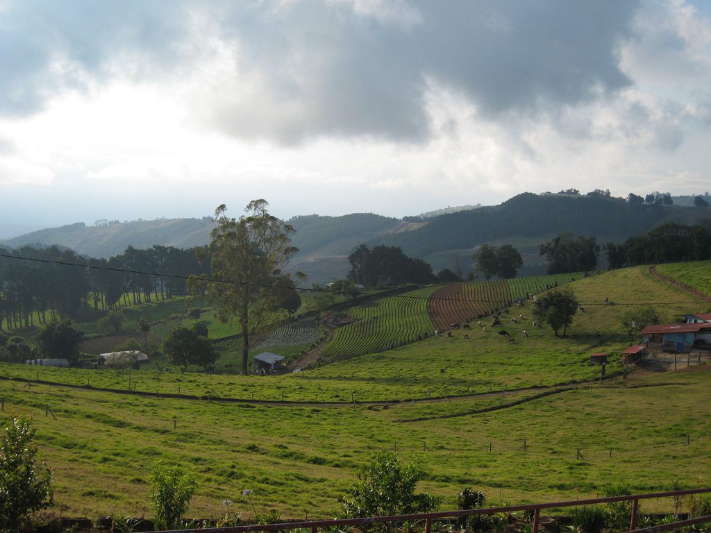 organic agriculture - These pastures and agricultural fields are in the mountains of Costa Rica, in the same region as Pedro’s farm.