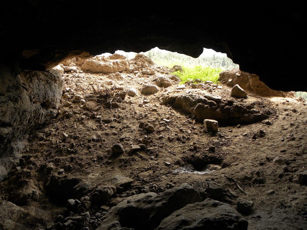 ancient shoes - Numerous sandals were among the many objects Ancestral Puebloans deposited in Tularosa Cave (shown here) in present-day New Mexico.