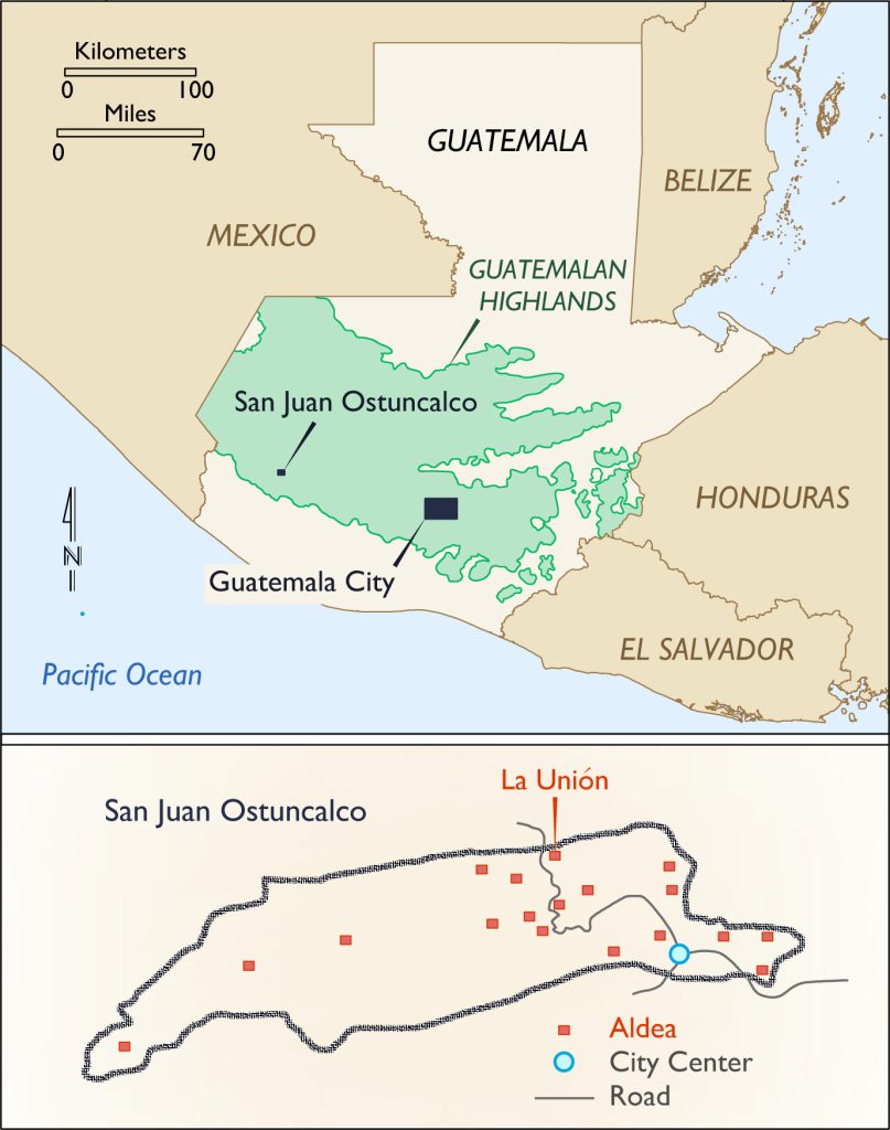 The communities, or aldeas, of San Juan Ostuncalco lie in the highlands of Guatemala, about a six-hour drive from Guatemala City.