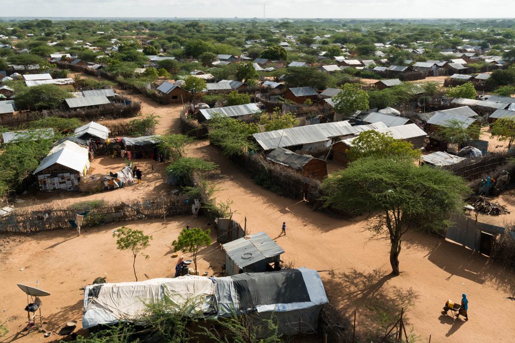 As of 2017, neighborhoods extend as far as the eye can see in Dagahaley, Dadaab refugee complex, Kenya.