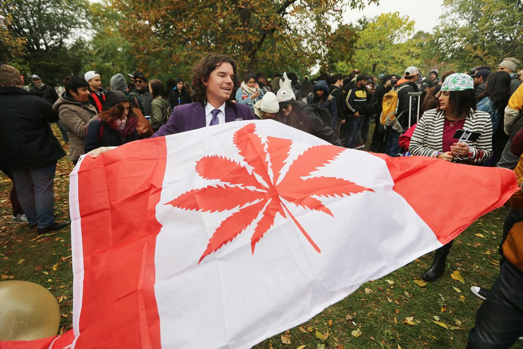 Marijuana advocates celebrate the legalization of the herb in Canada.