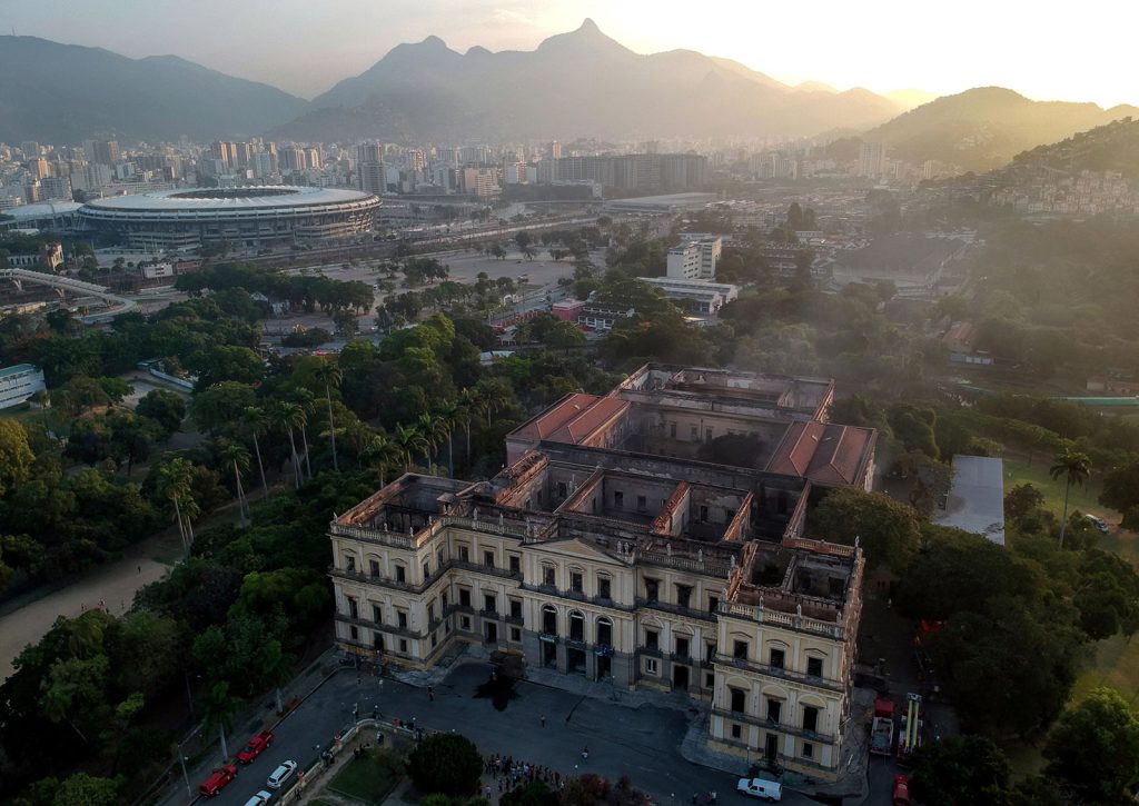 Brazil’s National Museum on September 3, a day after a massive fire ripped through the building.