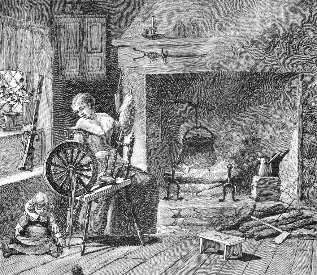 Many women took up making homespun fabric prior to the American Revolution.