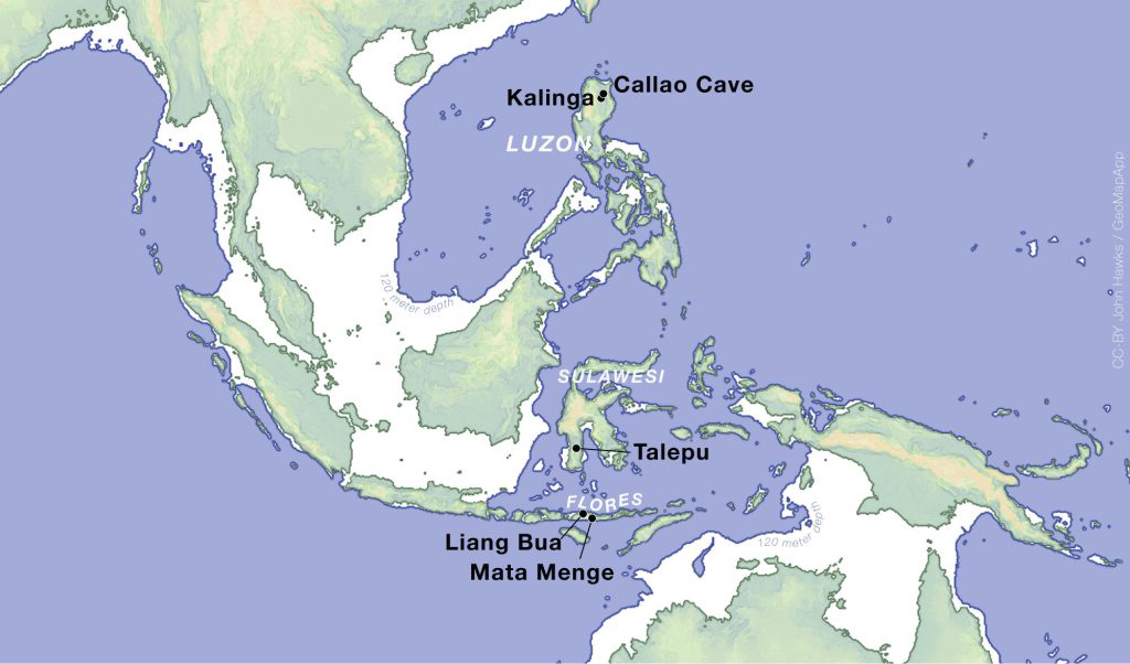 There is evidence for early hominins on each of these three islands.