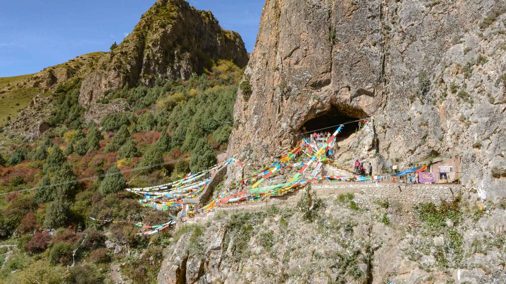 Baishiya Karst Cave, where the fossil was found, is both a Buddhist sanctuary and a tourist attraction.