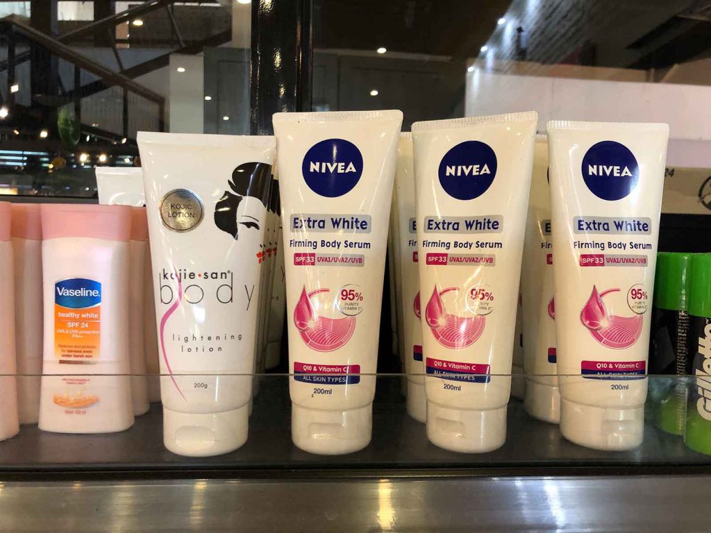 Skin whitening products are commonly sold in stores in the Philippines.