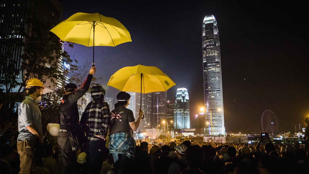 Harmony - During Hong Kong’s Umbrella Movement of 2014, demonstrators rallied for universal suffrage and held up umbrellas, originally to protect themselves from pepper spray and tear gas, and later as a symbol of resistance.