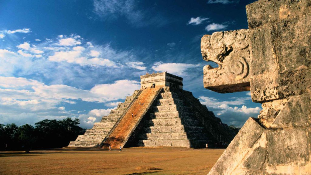 winter solstice celebrations - The El Castillo step pyramid (center) is part of the Chichén Itzá archaeological site in Mexico’s Yucatán Peninsula.