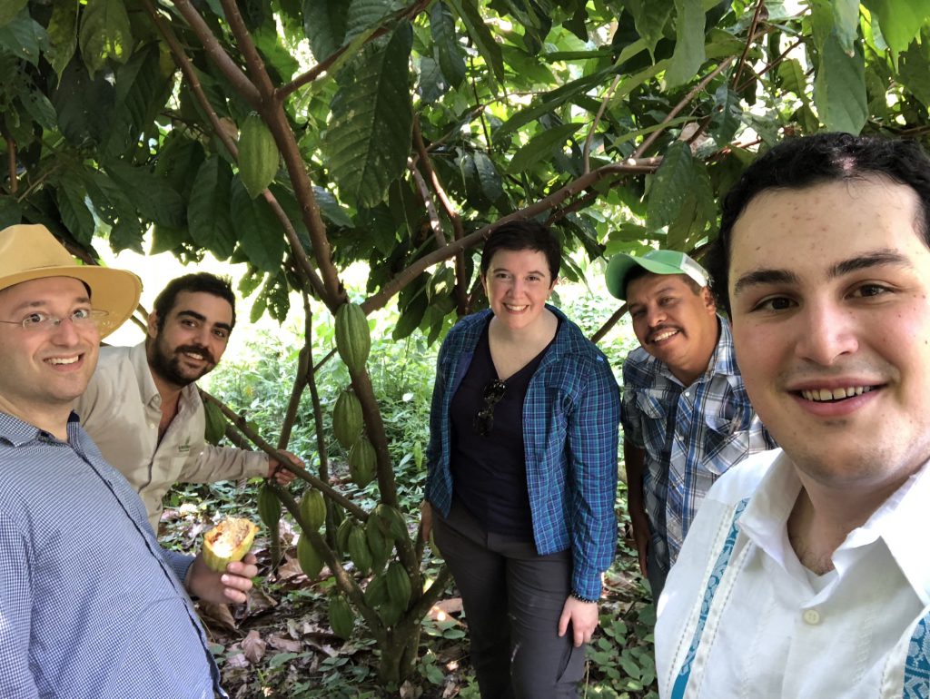Martin meets with a team while visiting a cocoa farm in the state of Tabasco, Mexico.