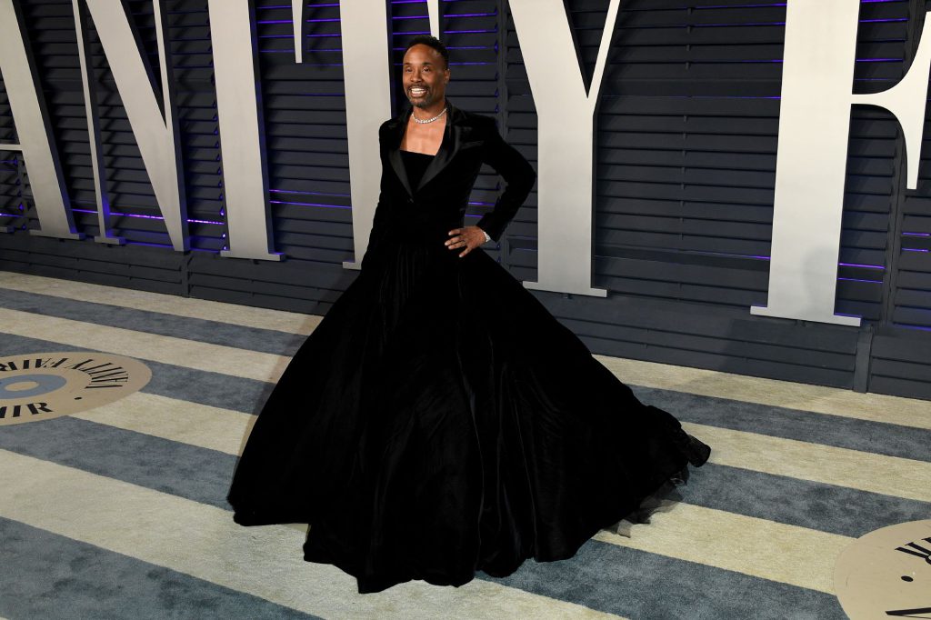 Gay American actor and singer Billy Porter wore a dress to an Oscar party in 2019.