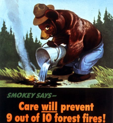 wildfire archaeology - The first poster of Smokey Bear, the U.S. Forest Service’s now famous mascot for forest fire suppression, appeared in 1944.