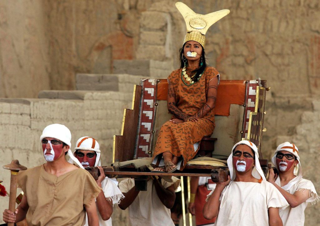 Transgender people exist in history - A Peruvian actress impersonates the ancient Moche Lady of Cao, whose biologically female body was buried alongside artifacts typically attributed to elite male warriors.