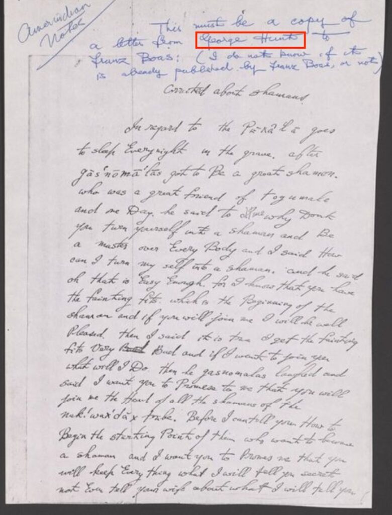 A piece of paper has handwritten notes on it and the name George Hunt highlighted in red.