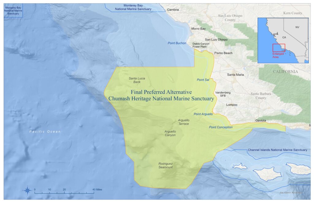 Blue, green, and tan colors make up this two-dimensional depiction of a California coastal area.